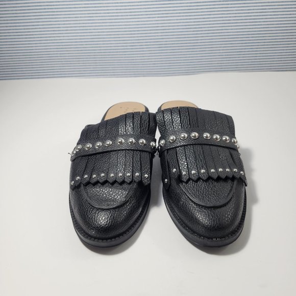 A New Day Women's Black Karoline Studded Fringe Backless Loafer Mules Size 6 - Picture 2 of 10